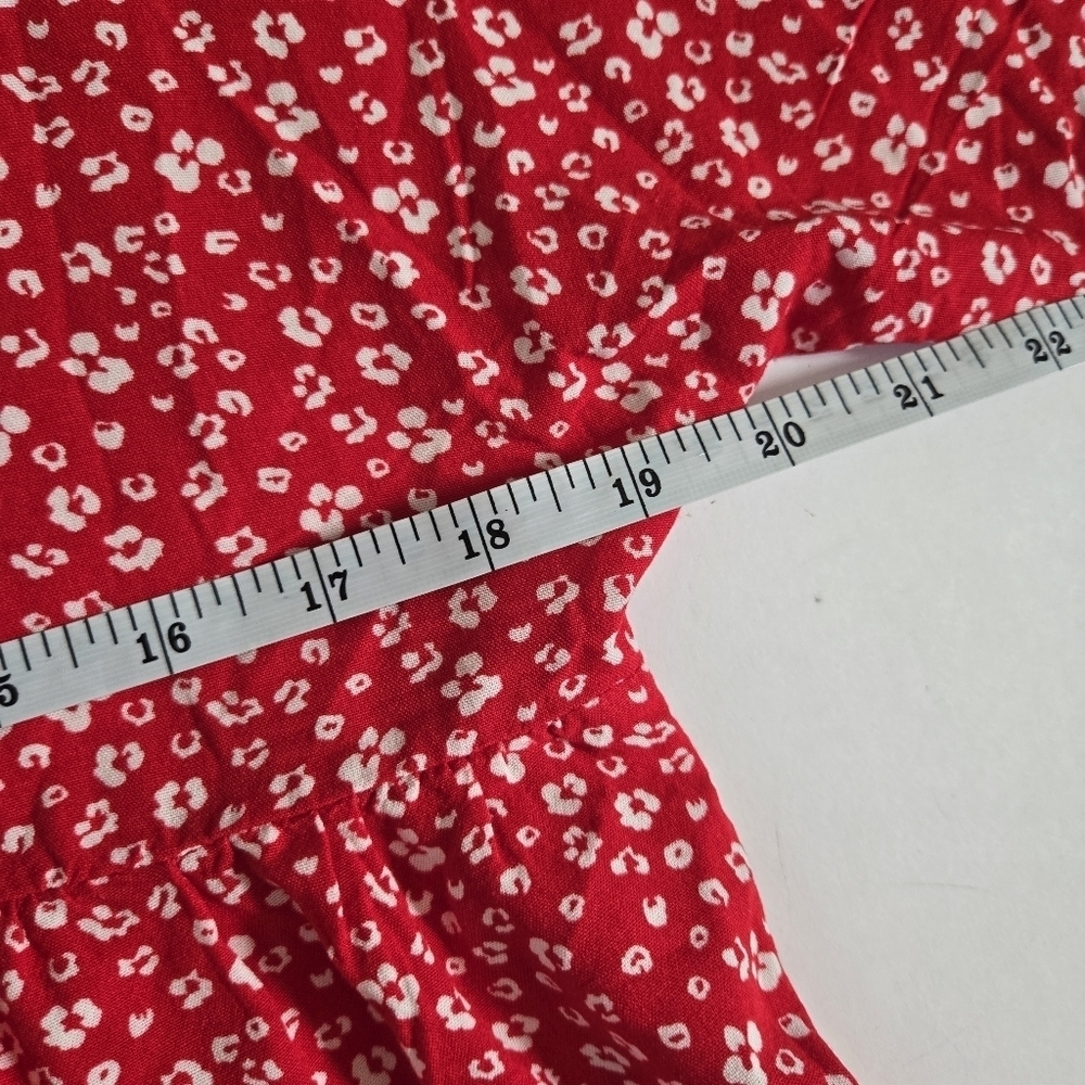Asos Design red with white floral button down baby doll dress sz US 4 - Picture 9 of 10